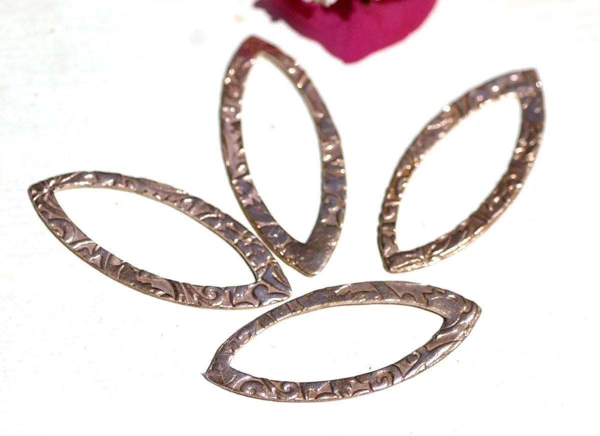 Eye Pointed Oval Frame in Lotus Flowers 49mm x 20mm 22g Shape Cutout for Blanks Enameling Stamping Texturing Variety Metals