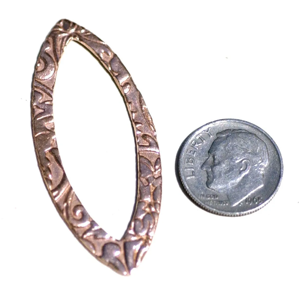 Eye Pointed Oval Frame in Lotus Flowers 49mm x 20mm 22g Shape Cutout for Blanks Enameling Stamping Texturing Variety Metals