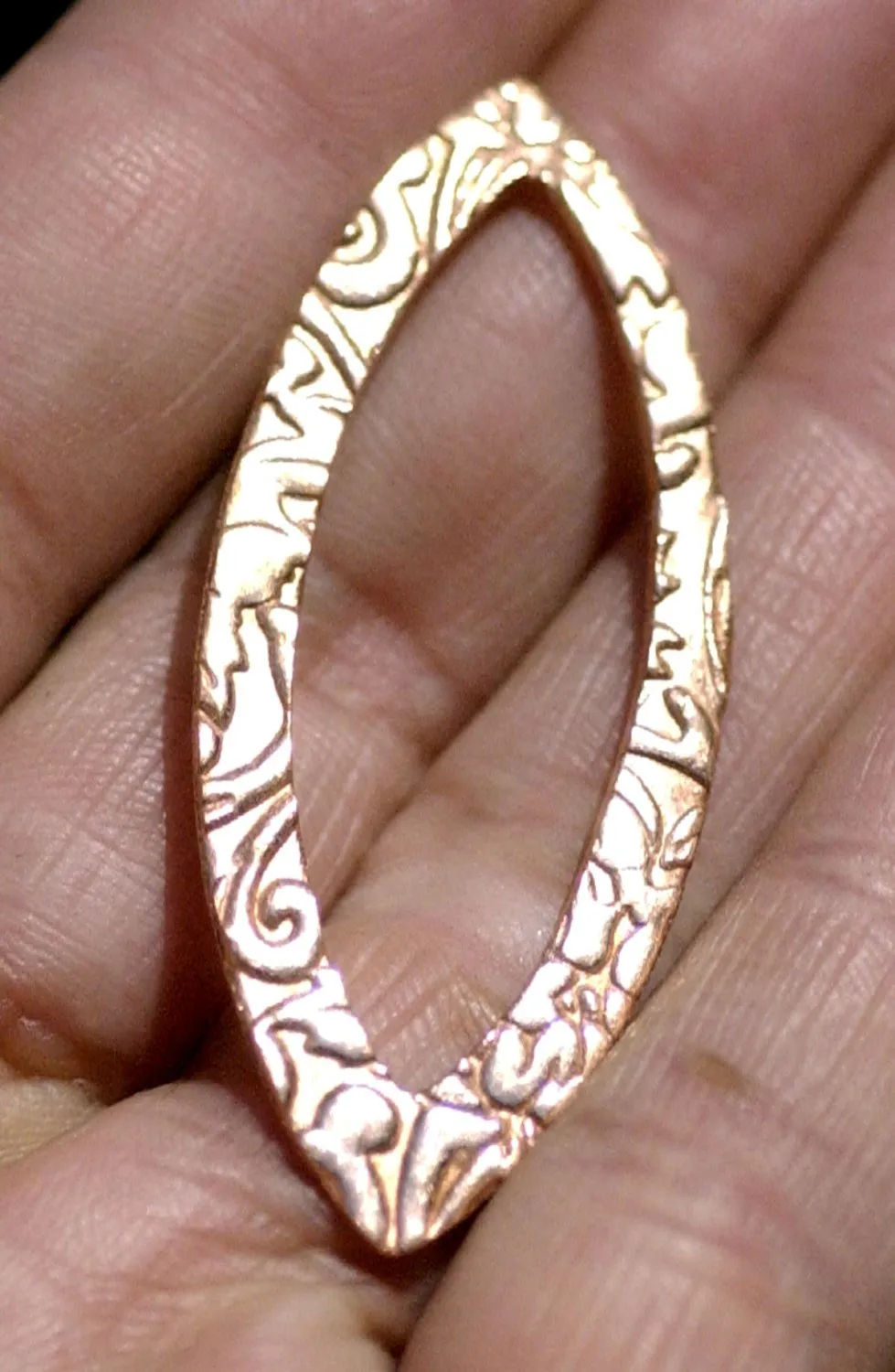 Eye Pointed Oval Frame in Lotus Flowers 49mm x 20mm 22g Shape Cutout for Blanks Enameling Stamping Texturing Variety Metals