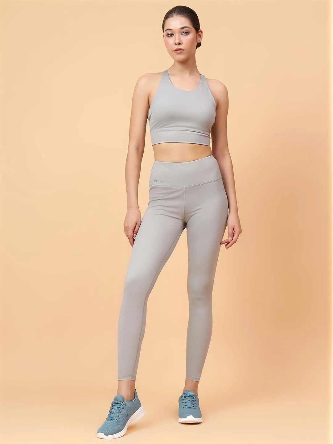 Fitkin Women's Light Green Core High Waist Curve Sculpting Tights