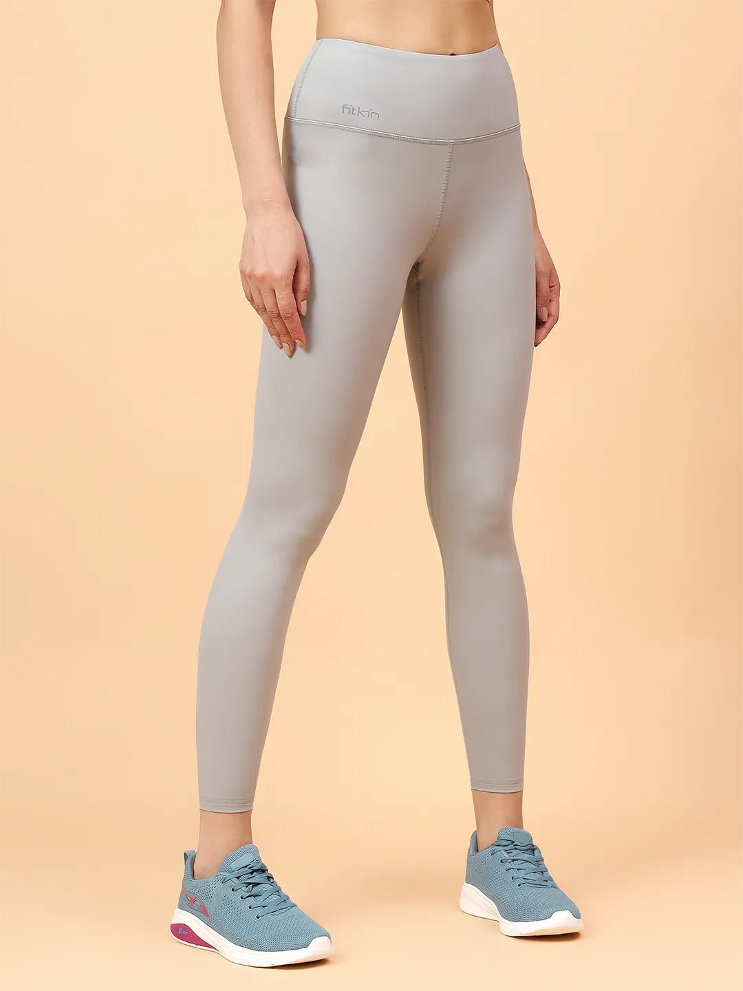 Fitkin Women's Light Green Core High Waist Curve Sculpting Tights