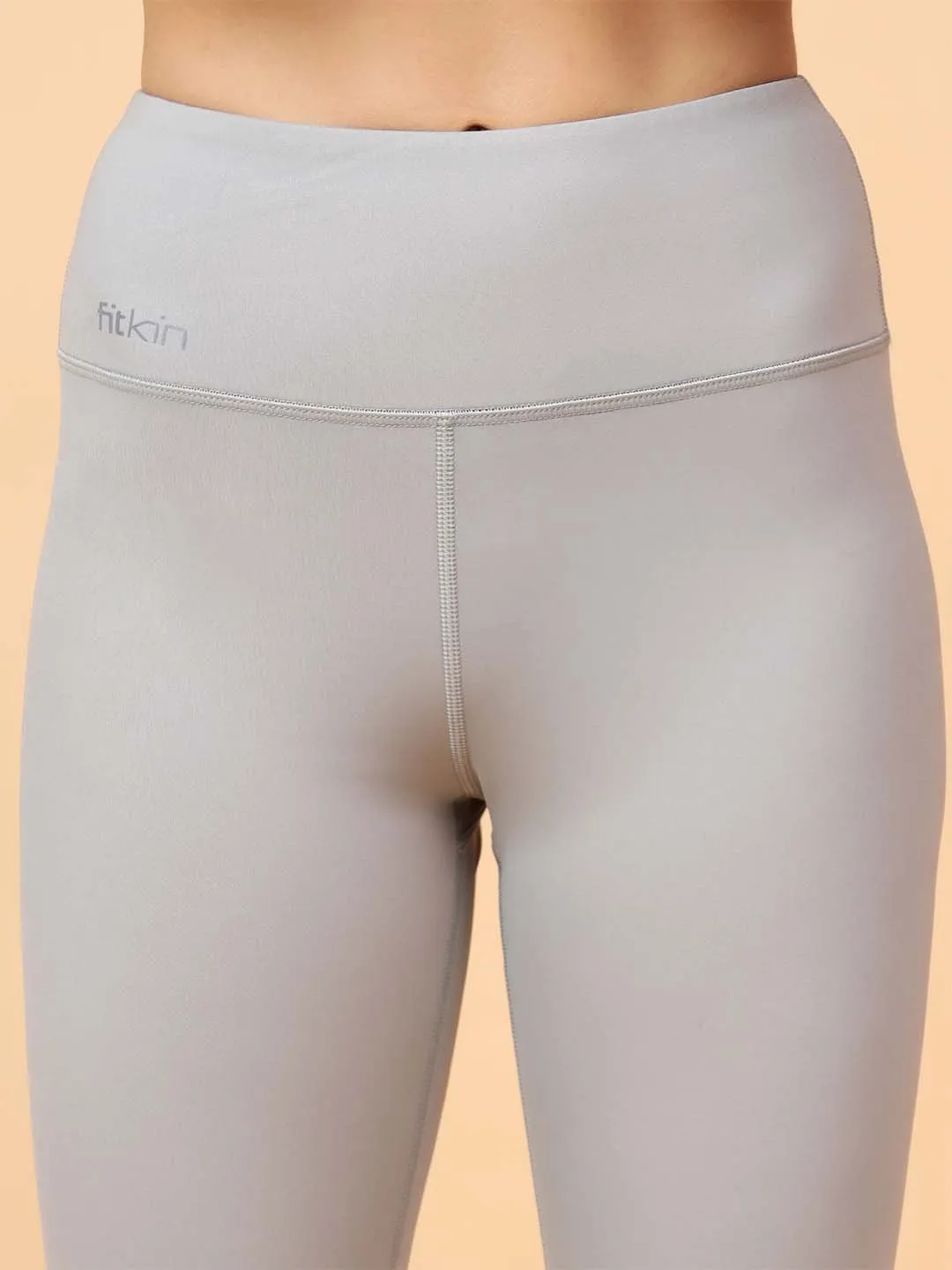 Fitkin Women's Light Green Core High Waist Curve Sculpting Tights