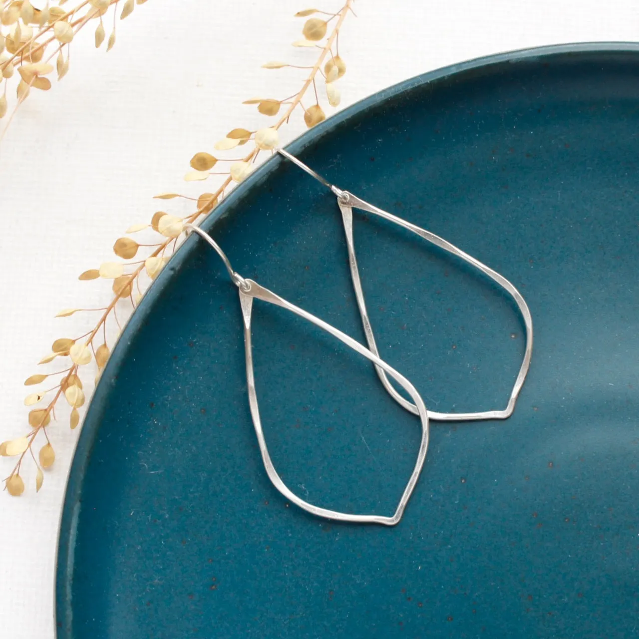 Forged Pointed Silver Hoop Earrings