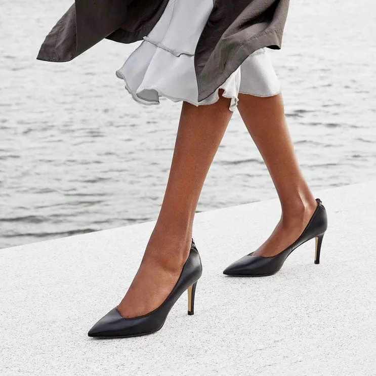 Frida Vegan Nappa Leather Pointed Toe Pump | Midnight Black