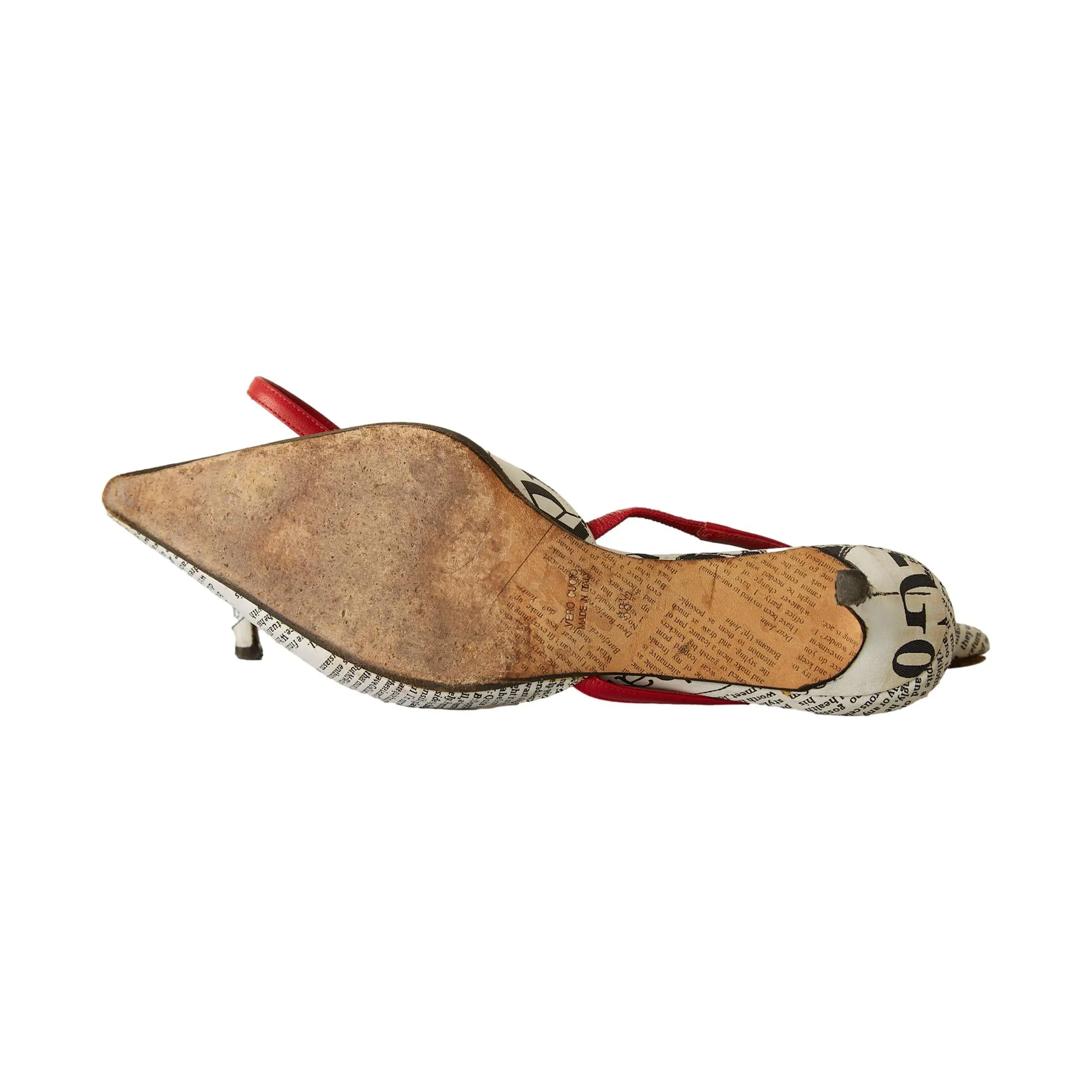 Galliano Newsprint Tie Up Slingbacks