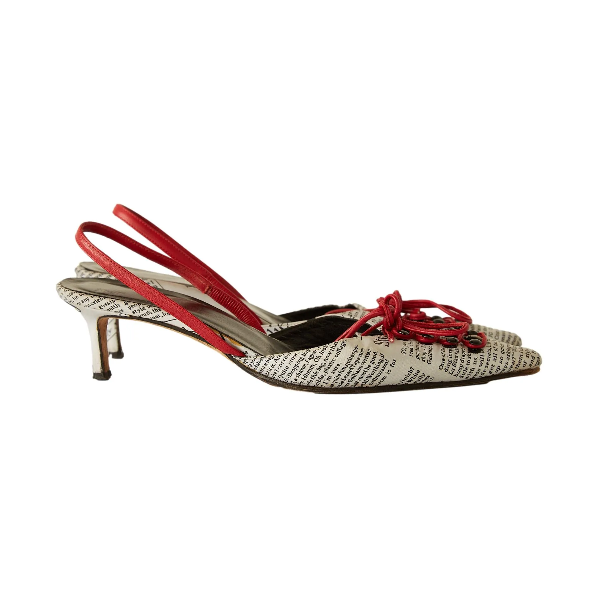 Galliano Newsprint Tie Up Slingbacks