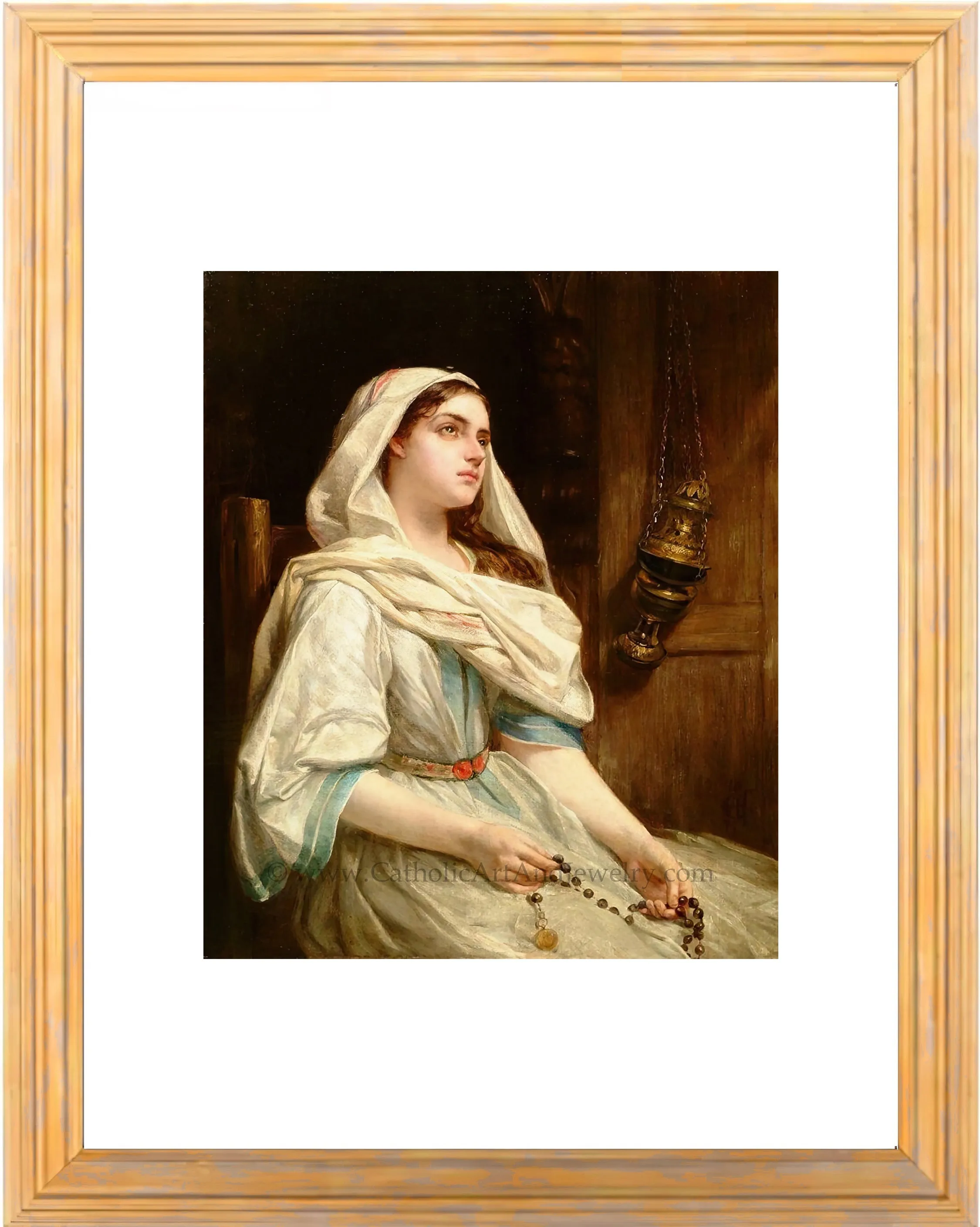 Girl Praying the Rosary – Alfred Elmore – Catholic Art – Catholic Gift – Archival Quality