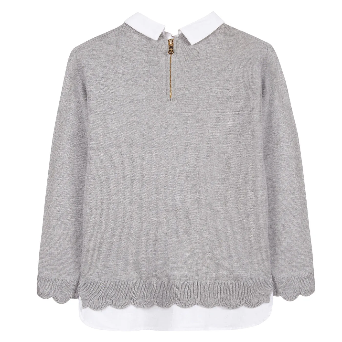 Girls Grey Marl Jumper with Collar