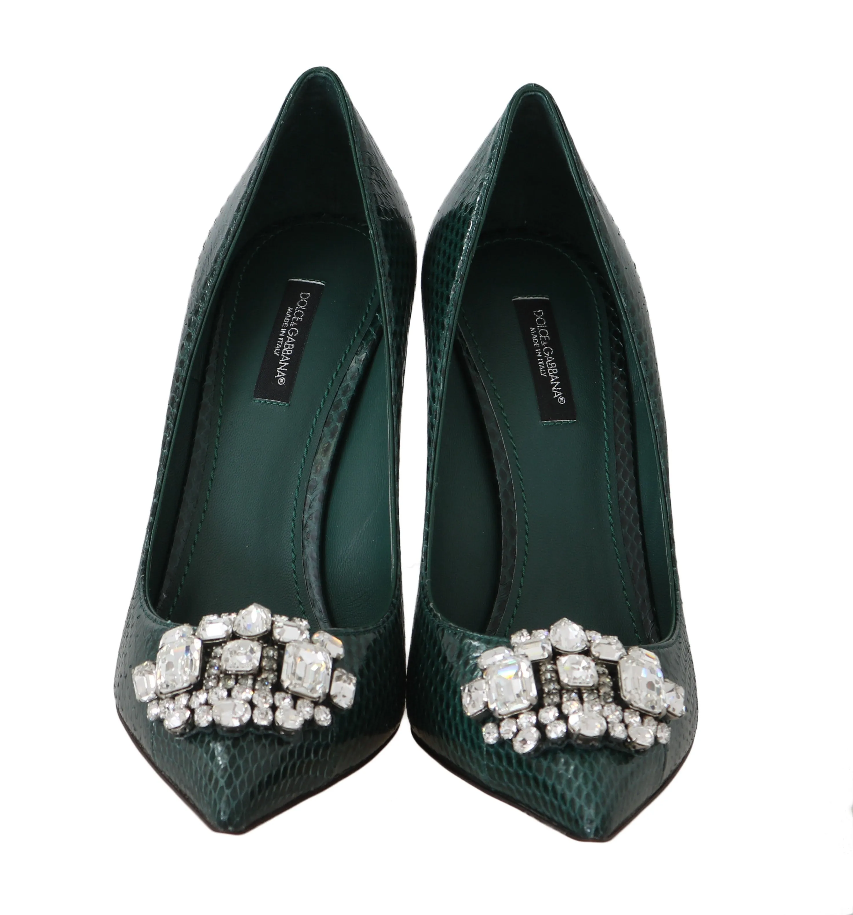 Green Snakeskin Ayers Crystal Pumps
