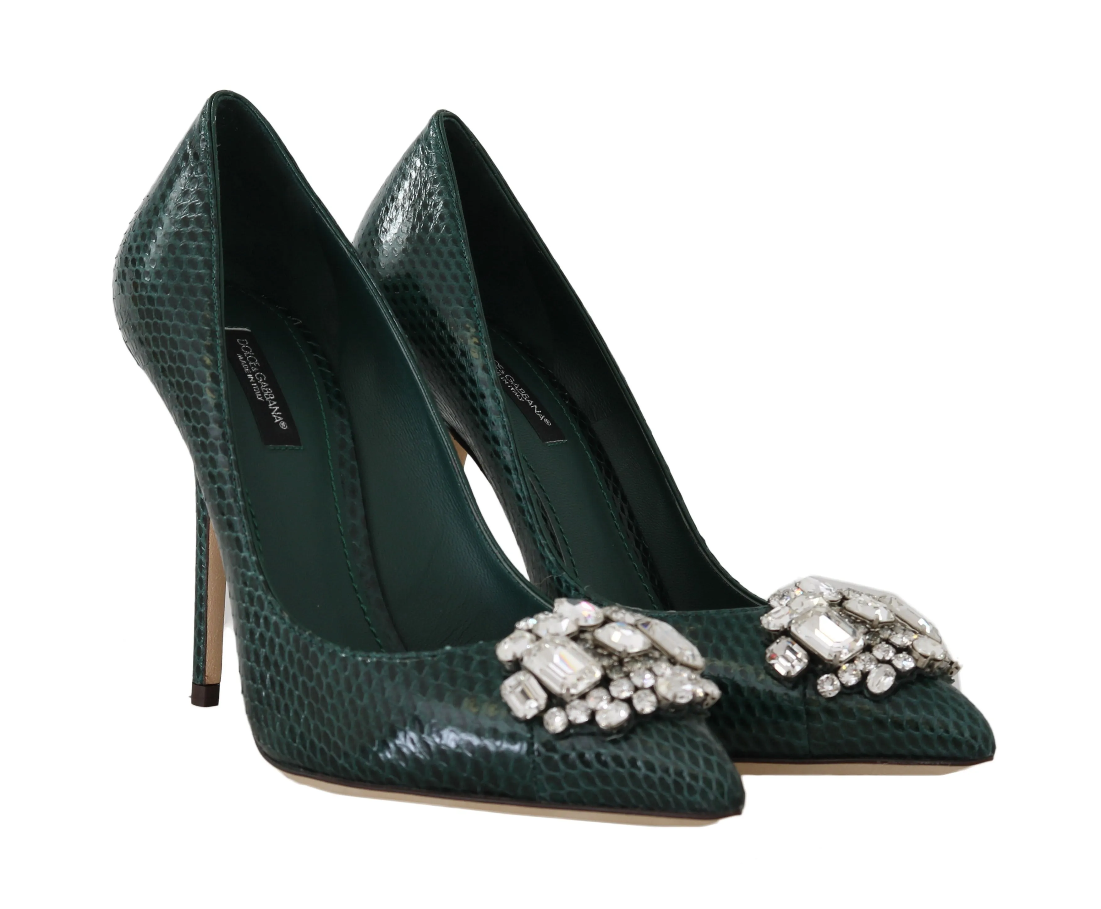 Green Snakeskin Ayers Crystal Pumps