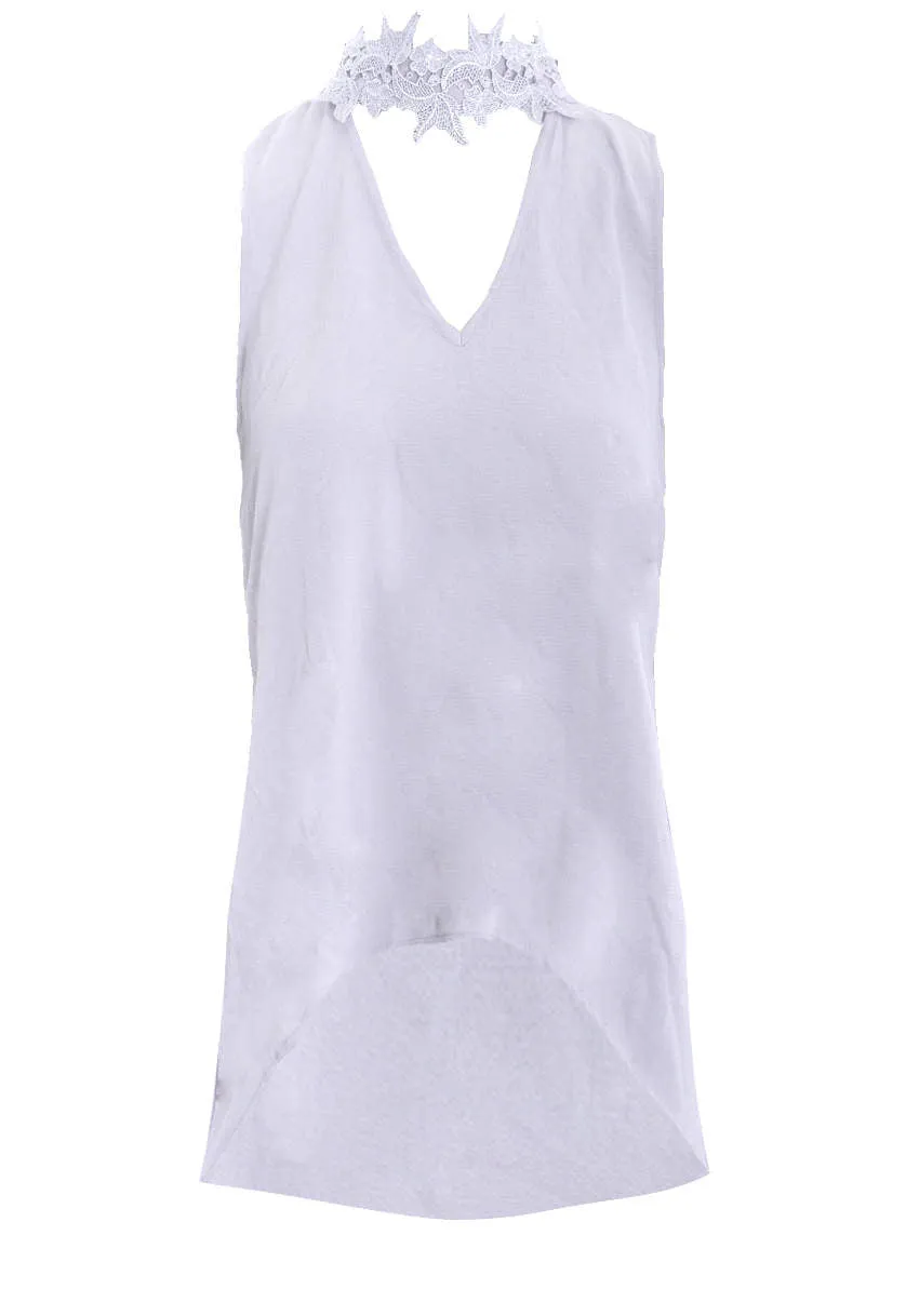 Grey Crochet Choker Swing Top