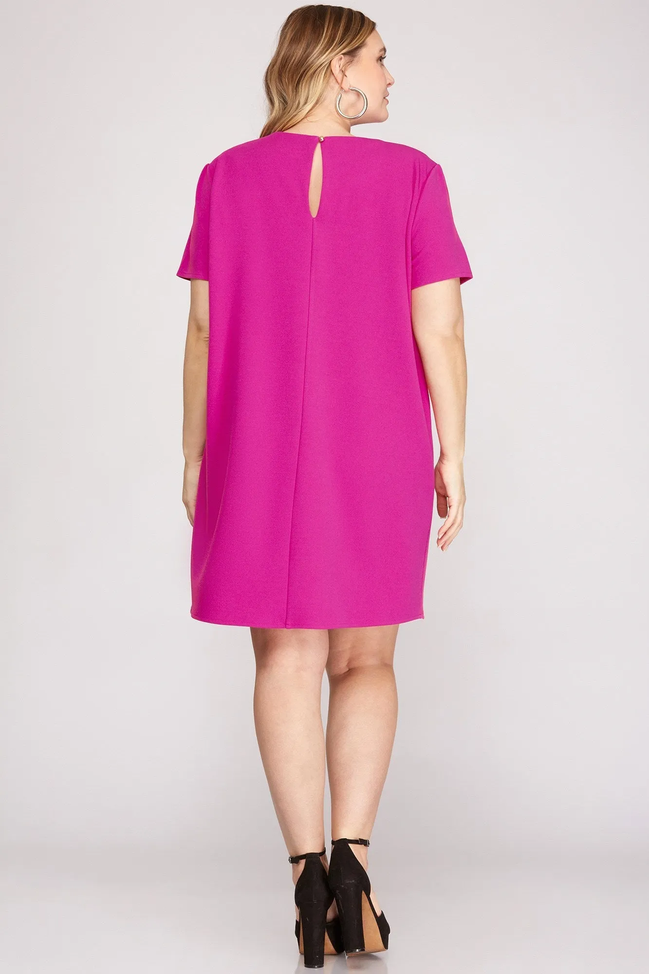 HUNG UP ON YOU KNIT SHIFT DRESS - MAGENTA