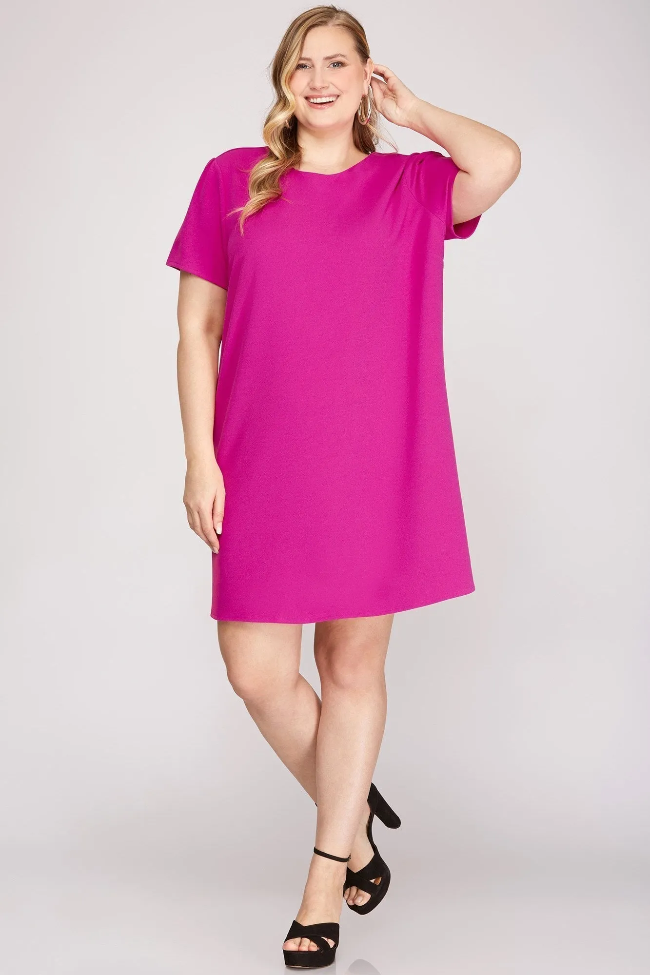 HUNG UP ON YOU KNIT SHIFT DRESS - MAGENTA