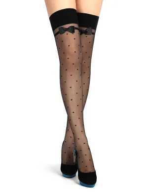 Jacquard Bow Tie Black Spot Stockings
