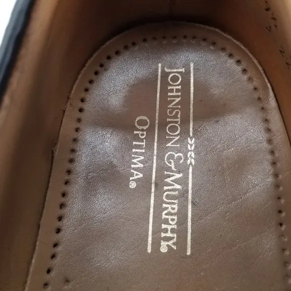 JOHNSTON &amp; MURPHY Optima Melton Cap-Toe Made In USA Black Sz 9.5 E/C Dress Shoes