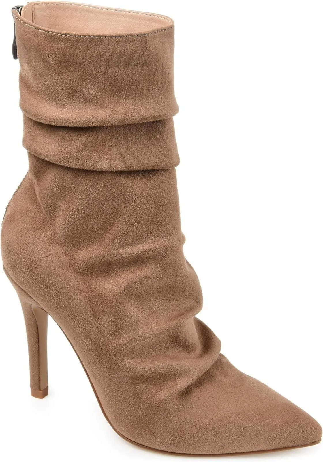 Journee Collection Markie Bootie Pointed-Toe Vegan Leather Details Tan Brown 6M