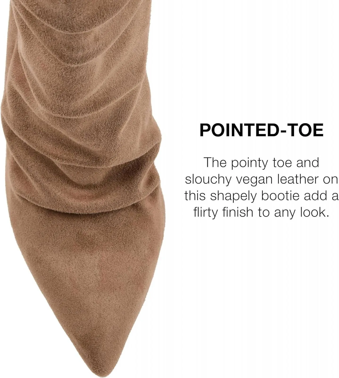 Journee Collection Markie Bootie Pointed-Toe Vegan Leather Details Tan Brown 6M