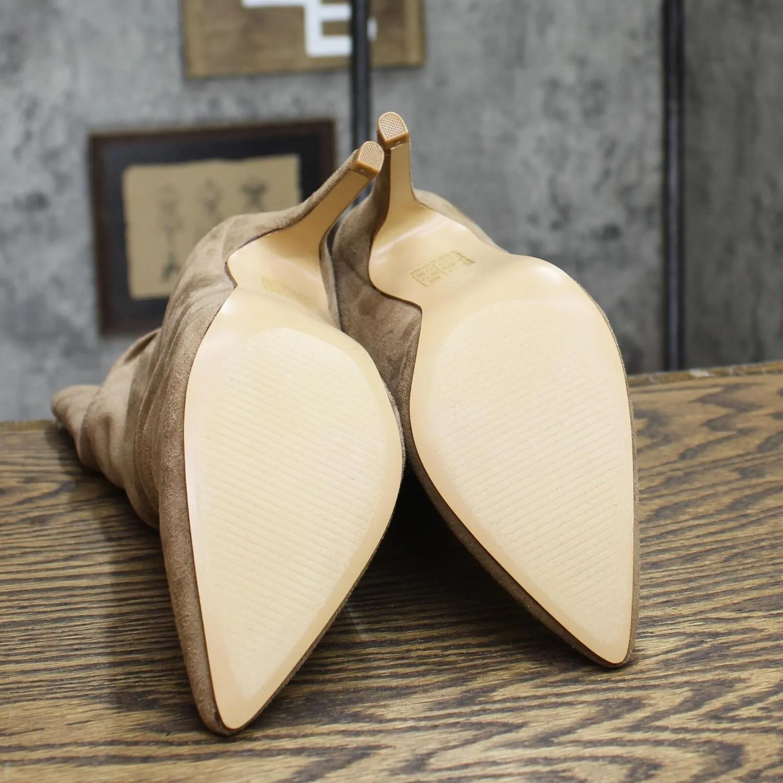 Journee Collection Markie Bootie Pointed-Toe Vegan Leather Details Tan Brown 6M