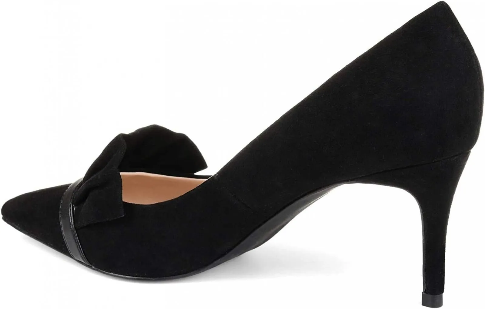 Journee Collection Mica Faux Suede Pointed Toe Ruffle Skinny Heels Black 6M