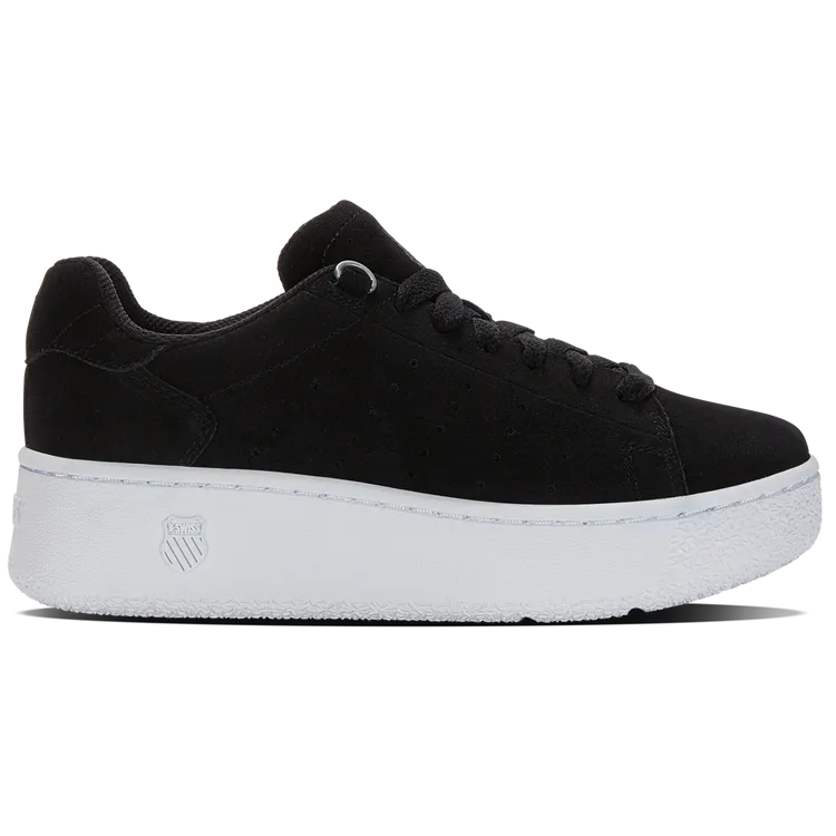 K-Swiss Women's Classic PF Platform Sde Court Shoes in Black/Silver/White