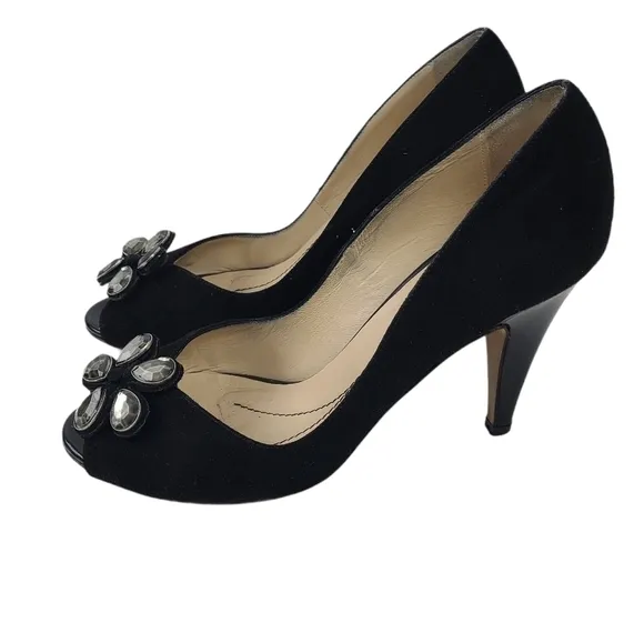 Kate Spade‎ Open Toe Velour Heels Size 7