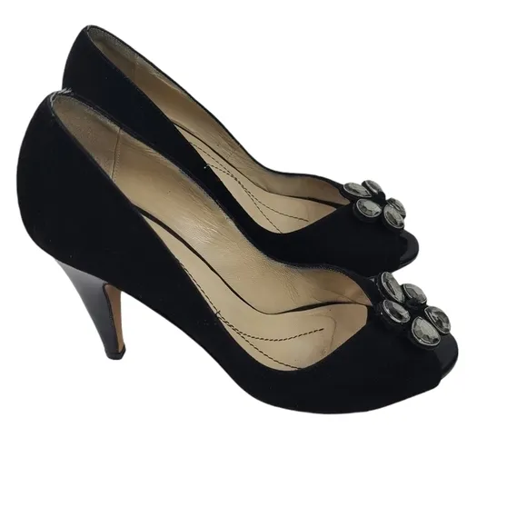 Kate Spade‎ Open Toe Velour Heels Size 7