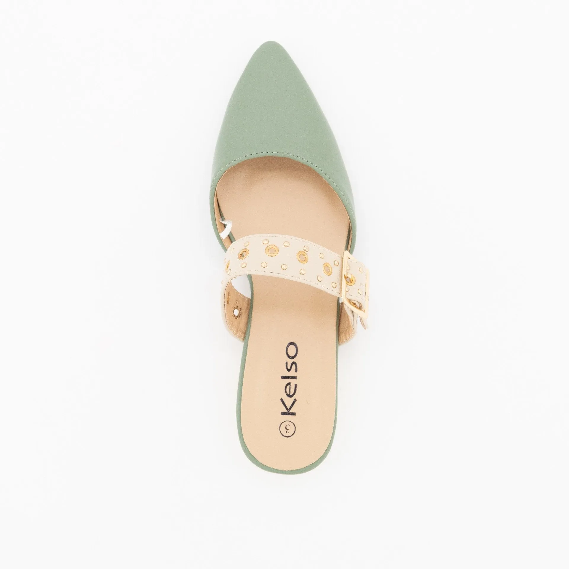 Ladies Pointed Pump On Metal Heel Shoe-Sage