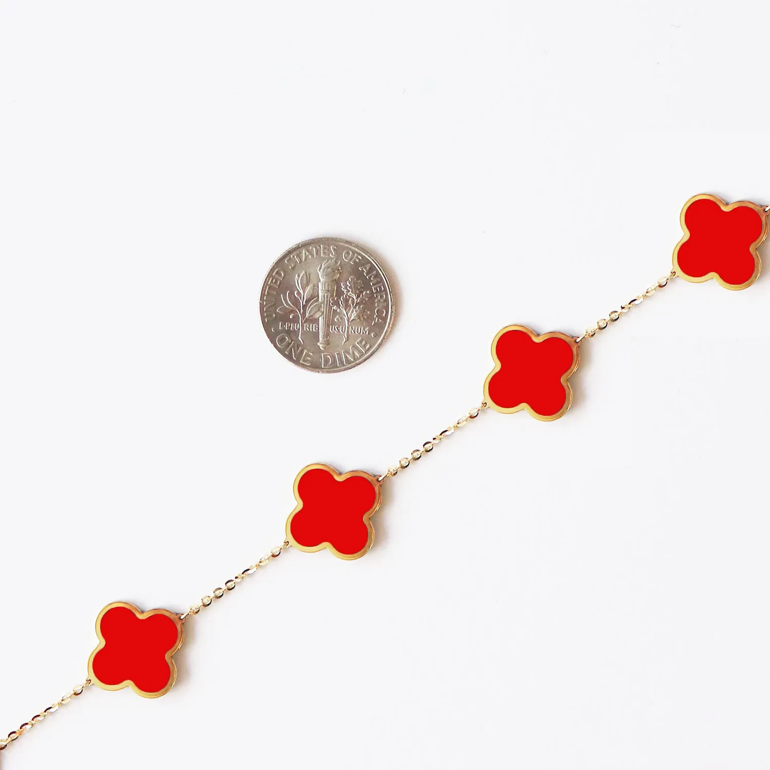 Large Coral Clover Bracelet