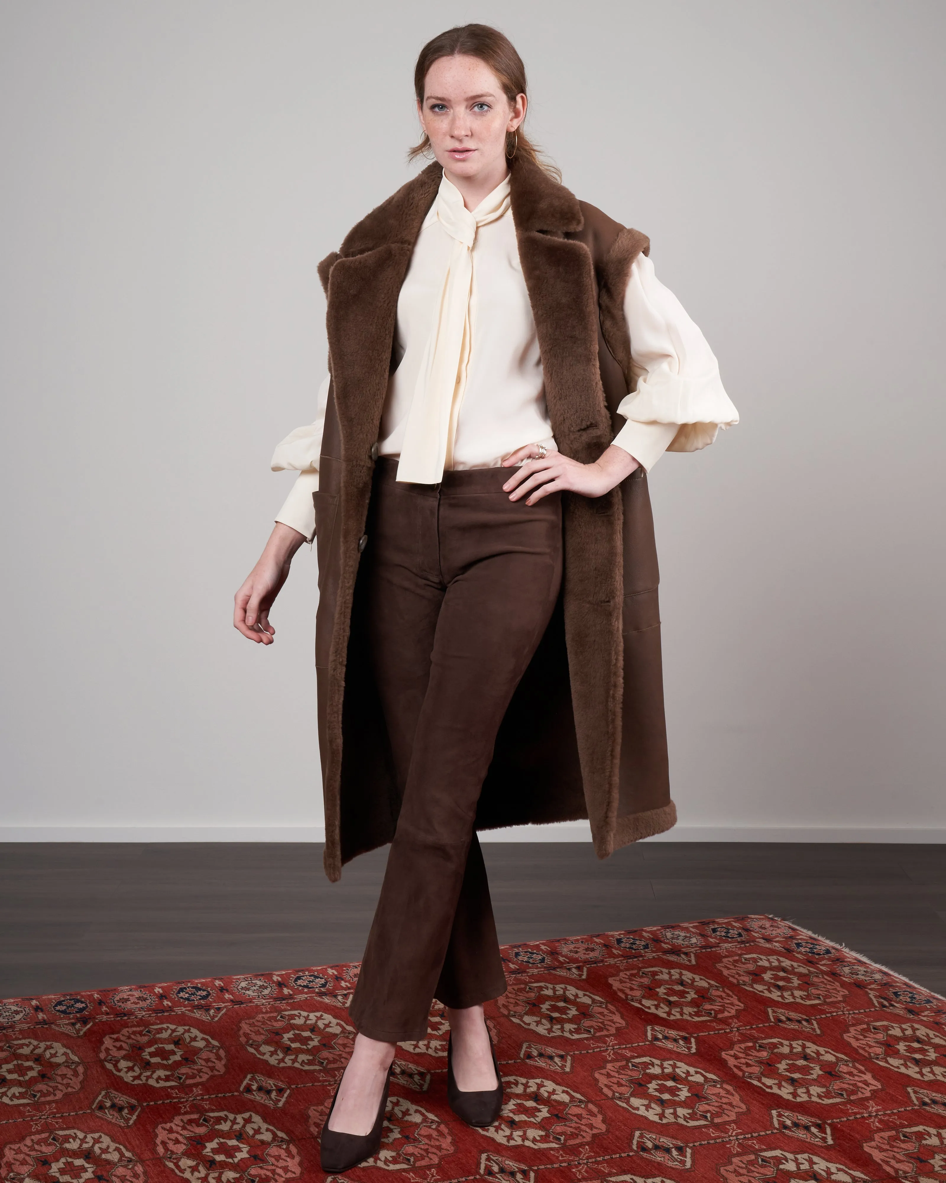loulou shearling gilet - otter