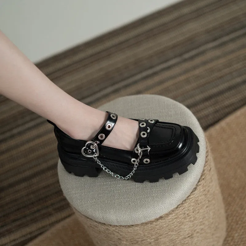 LOVE BUCKLE CHAIN THICK BOTTOM SHOES UB2625