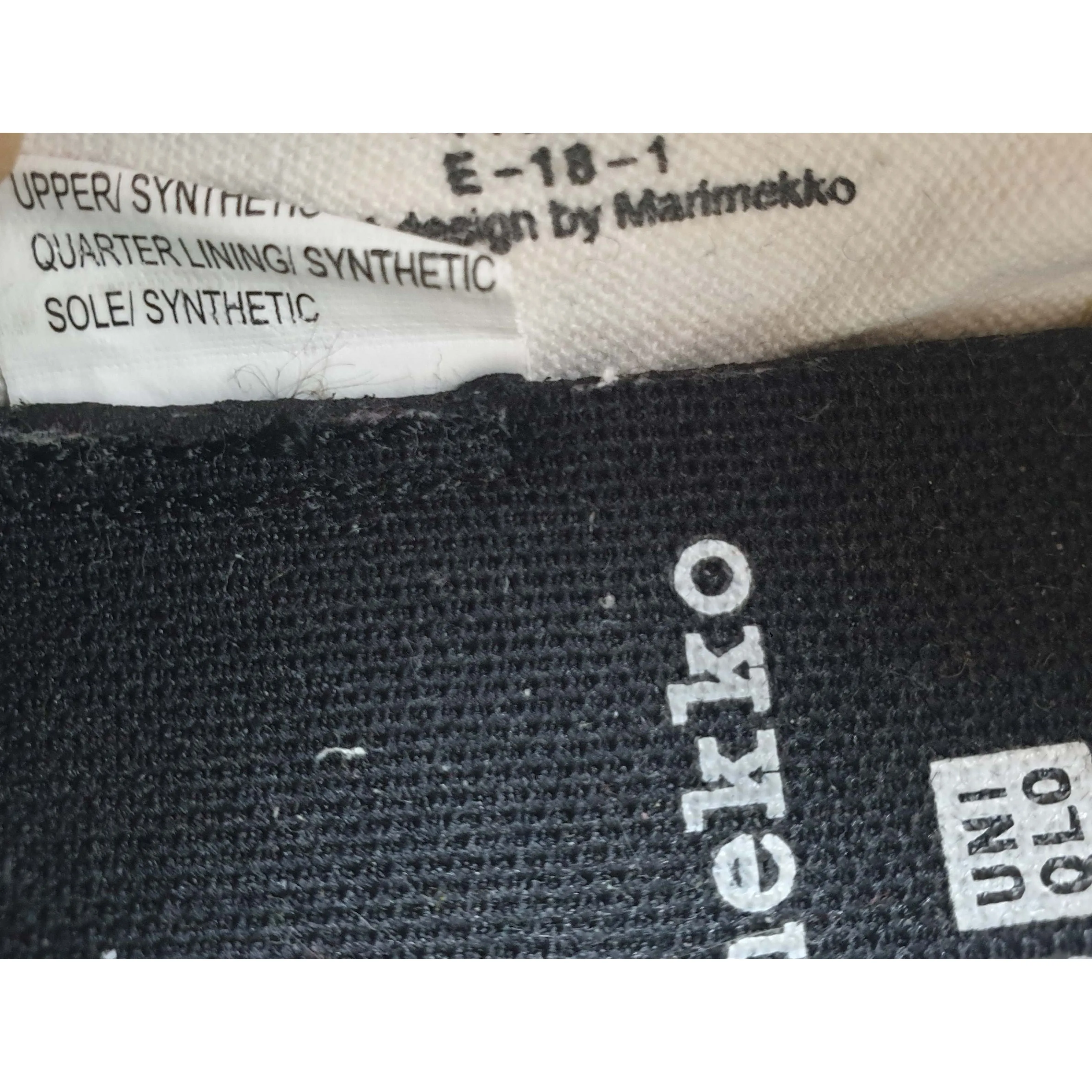 Marimekko x Uniqlo light weight black slide on shoes with large white polka dots size 6