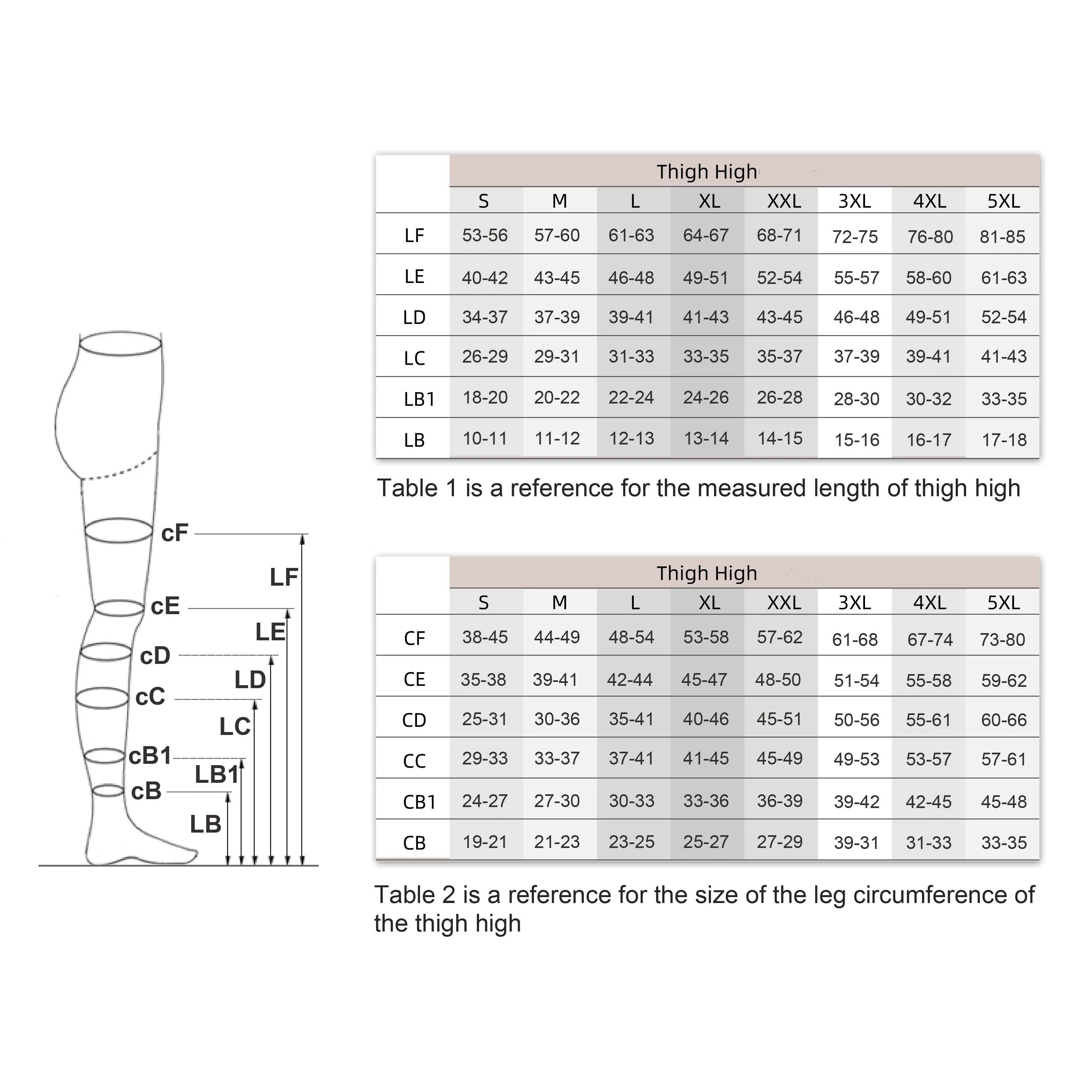 Medical Compression Stockings - Black - Thigh High Tights - CCL 3 - 34-46mmHG