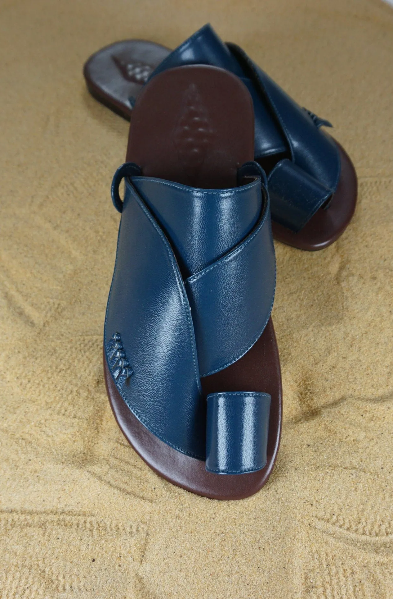 Mens Blue Vegan Leather Sandals ~ SandCruisers ~ Traditional Arabian Sandals ~ Great for Outdoors, Beaches, Parks, Lakes, Pools & Parties!