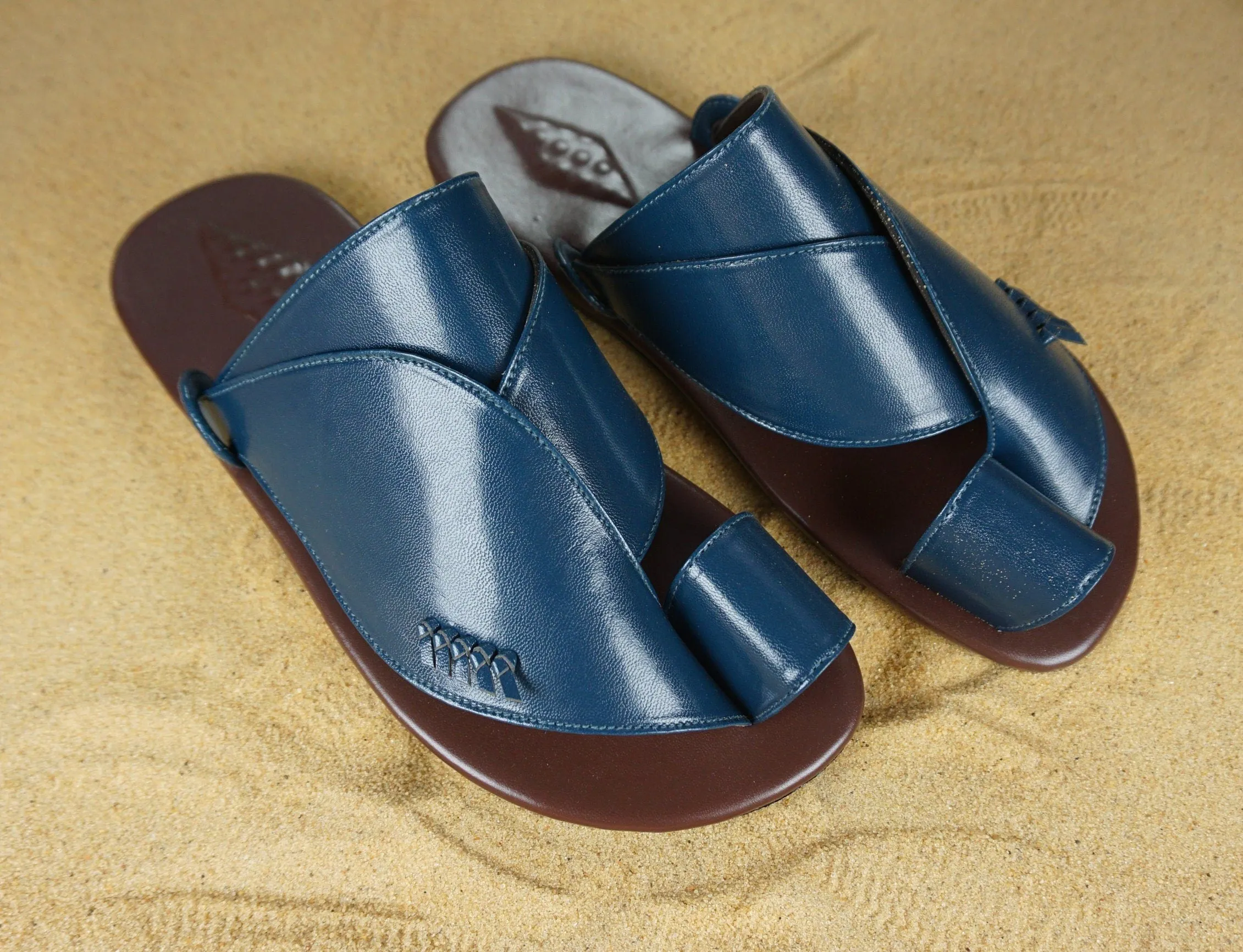 Mens Blue Vegan Leather Sandals ~ SandCruisers ~ Traditional Arabian Sandals ~ Great for Outdoors, Beaches, Parks, Lakes, Pools & Parties!