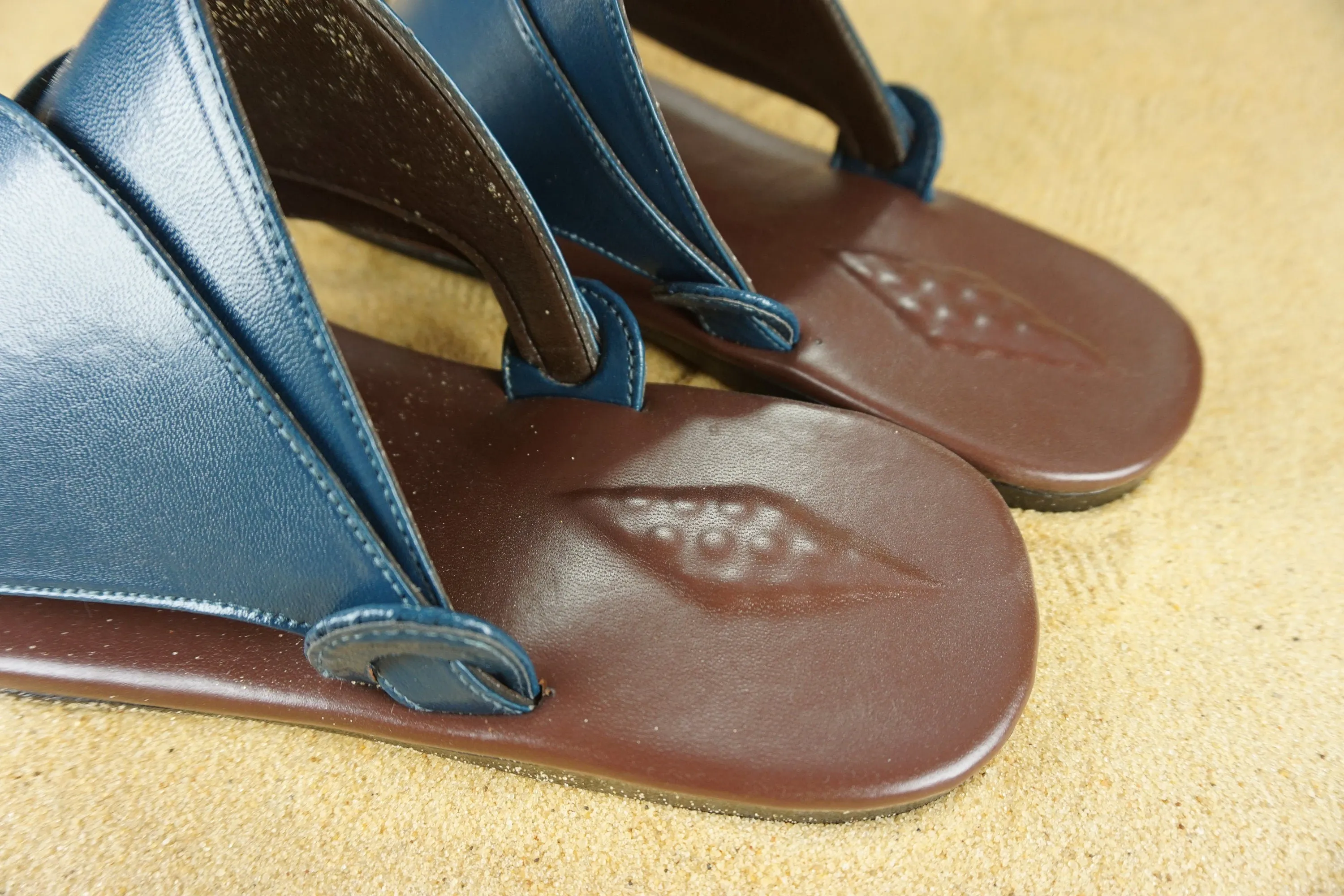 Mens Blue Vegan Leather Sandals ~ SandCruisers ~ Traditional Arabian Sandals ~ Great for Outdoors, Beaches, Parks, Lakes, Pools & Parties!
