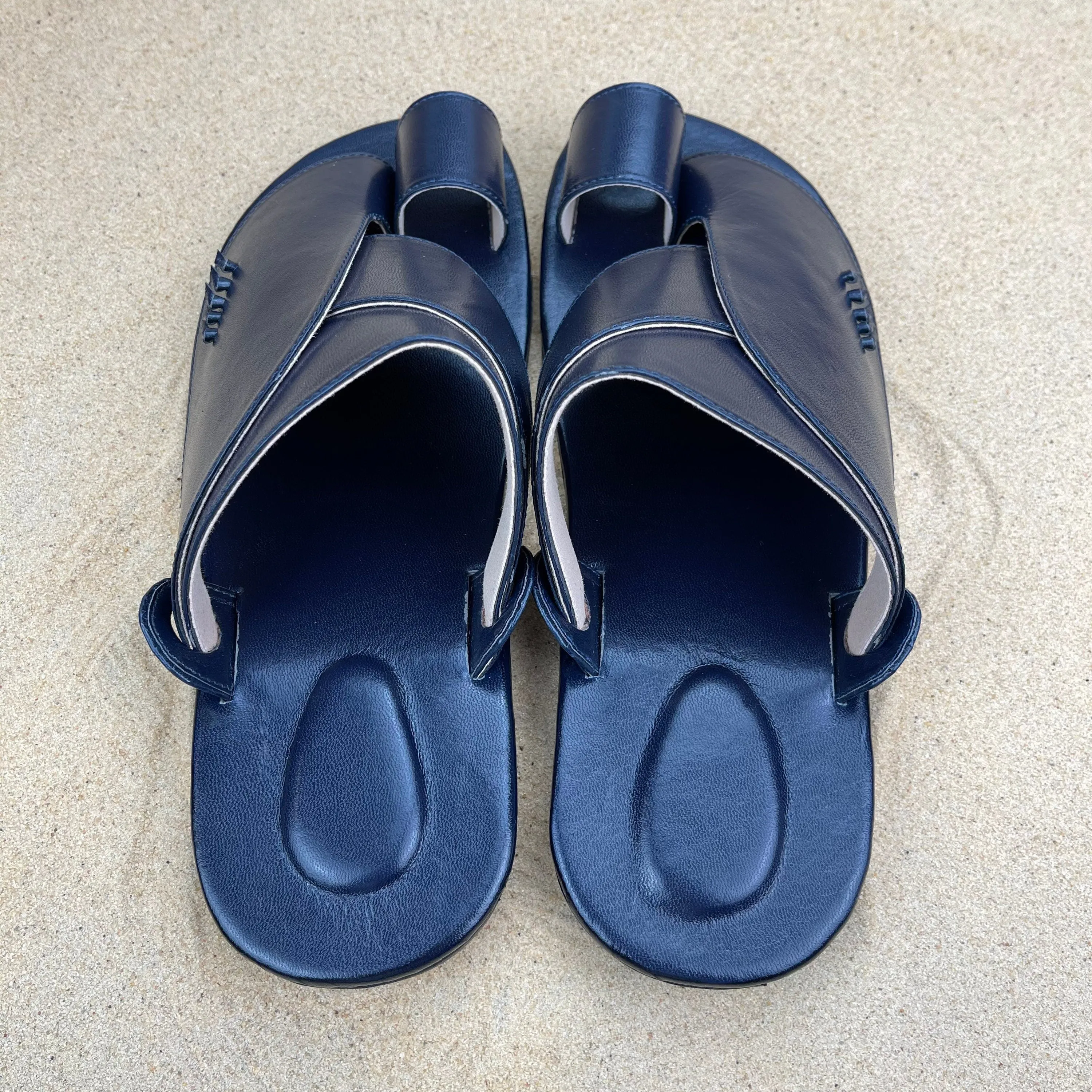 Mens Navy Blue Vegan Leather Sandals ~ SandCruisers ~ Traditional Arabian Sandals ~ Great for Outdoors, Beaches, Parks, Pools & Parties!