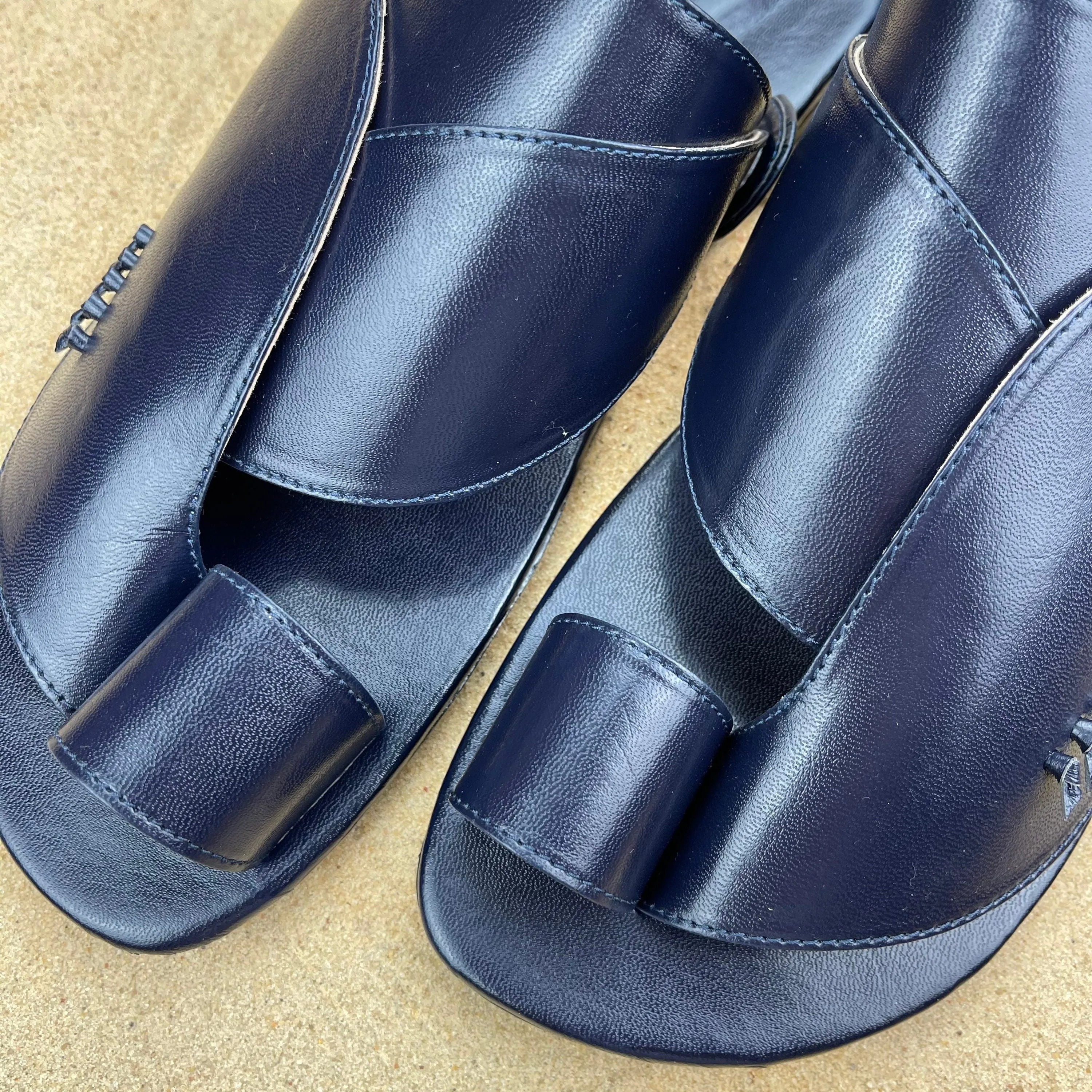 Mens Navy Blue Vegan Leather Sandals ~ SandCruisers ~ Traditional Arabian Sandals ~ Great for Outdoors, Beaches, Parks, Pools & Parties!