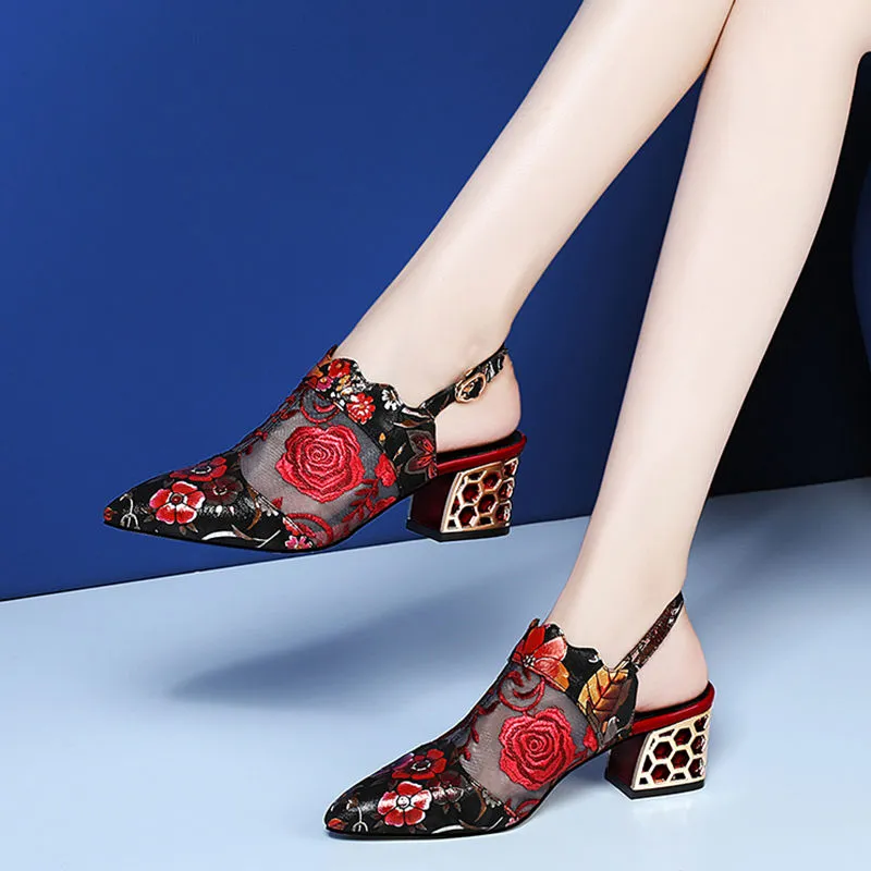 Mesh High-heeled Sandals Women''s 2021 Spring And Summer New Pointed Single Shoes