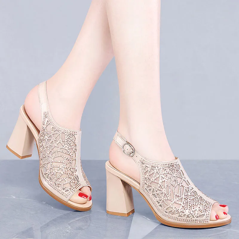 Mesh High-heeled Sandals Women''s 2021 Spring And Summer New Pointed Single Shoes
