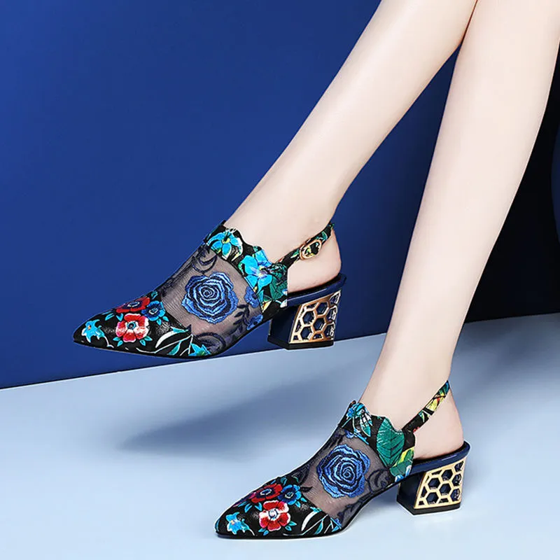 Mesh High-heeled Sandals Women''s 2021 Spring And Summer New Pointed Single Shoes