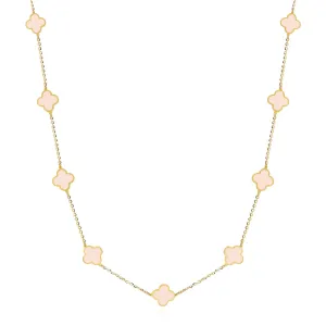 Mini Pink Pearl Clover Necklace