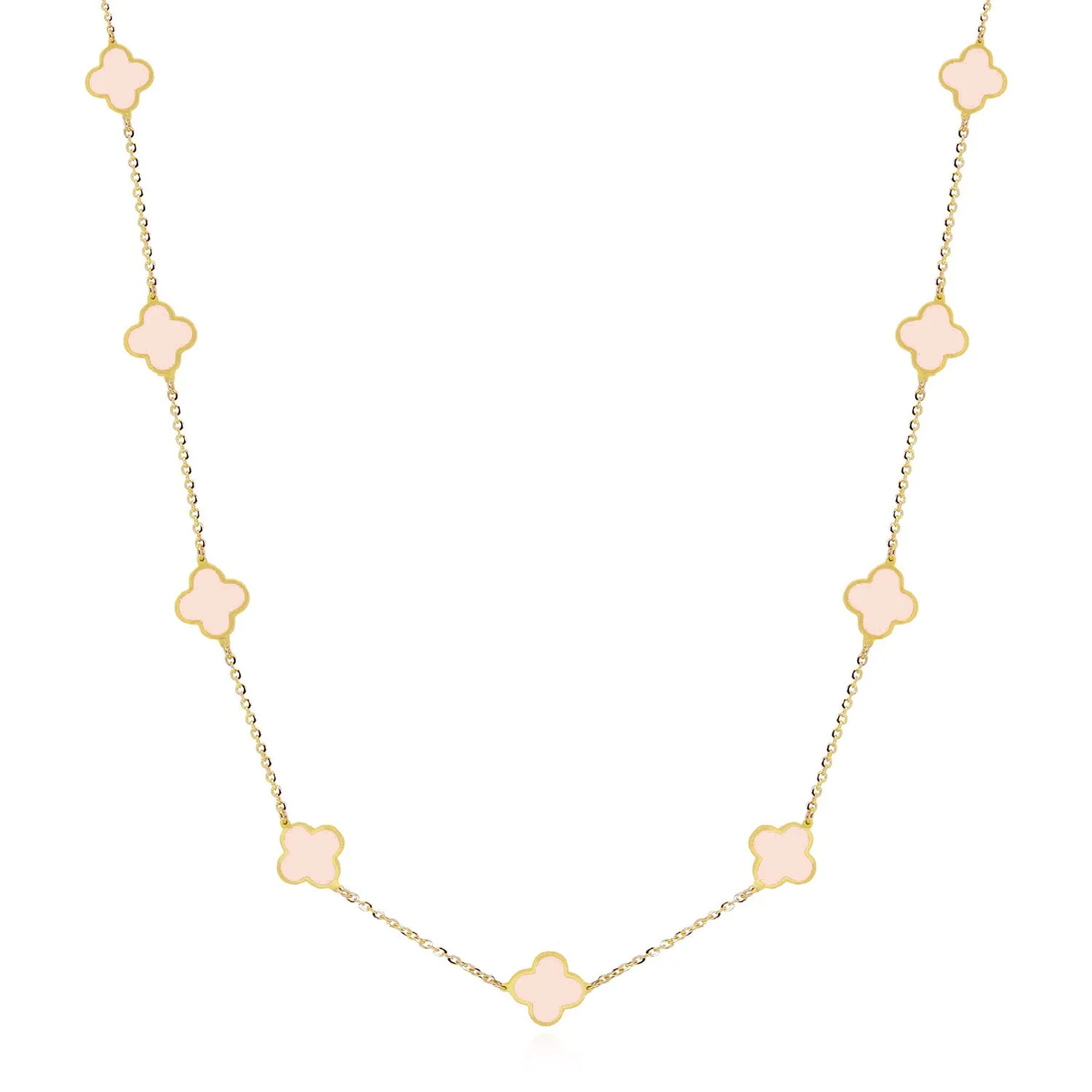 Mini Pink Pearl Clover Necklace
