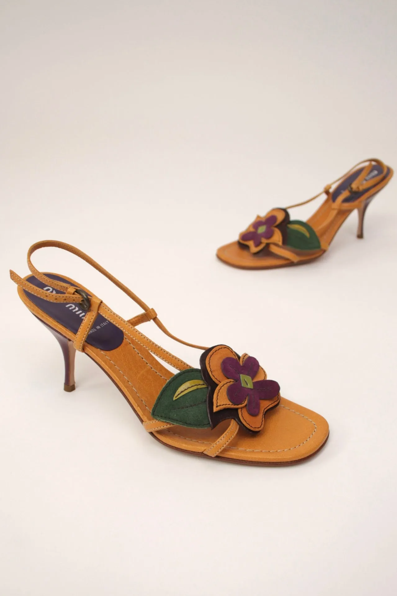 Miu Miu Floral Appliqué Heels