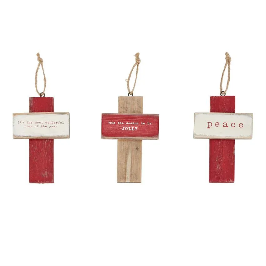 Mud Pie Sentiment Small Rugged Cross Ornament