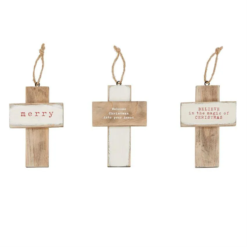 Mud Pie Sentiment Small Rugged Cross Ornament