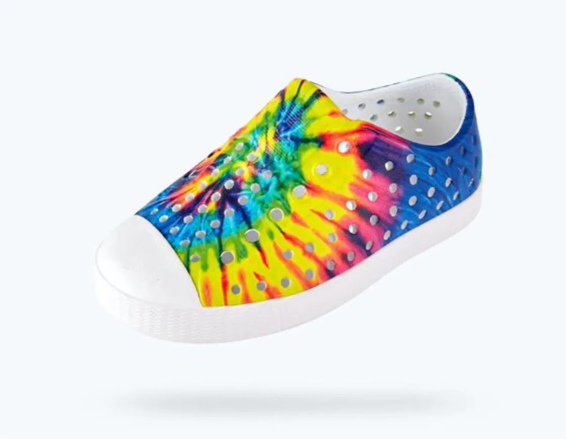 Native Jefferson Shoes in Neon Multi Tie Dye : Sizes C4 to J6