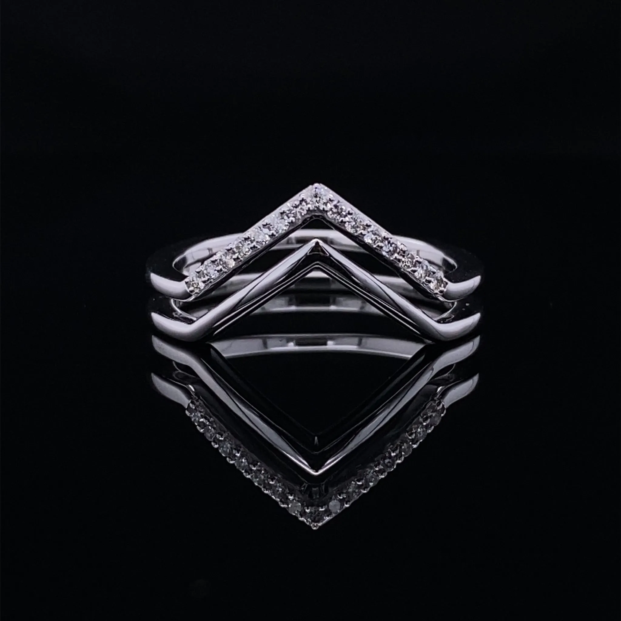 Negative Space Double Diamond Chevron Ring Enhancer