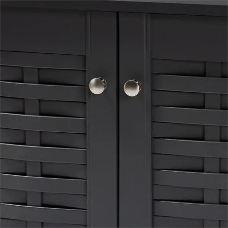 New Baxton Studio 2-Door Winda Wood Entryway Shoe Cabinet in Dark Grey