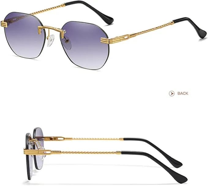 NEW Blue 1pc Unisex Classic Rimless Fashion Glasses - Lightweight Zinc Alloy Frame with PC Lens - Coastal Chic Style - Perfect for Clear Vision, Retails $61