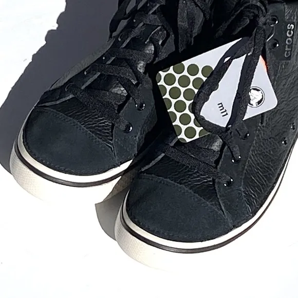 NWT CROCS Men’s Hover Leather High-top Black Sneaker Size 11
